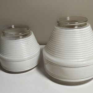 Set of Two Ribbed Glass Light Shades